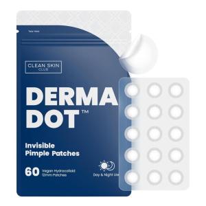imageCLEAN SKIN CLUB 60 Invisible Vegan Pimple Patches Derma Dot Hydrocolloid for Covering Zits Blackhead Blemish Absorbing Face Cover Sticker Skincare Treatment Non Toxic Ingredients