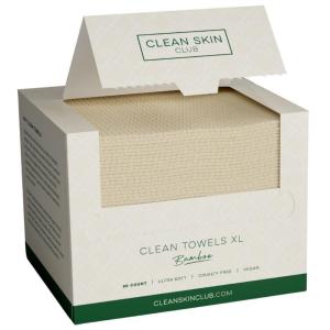 imageClean Skin Club Bamboo Viscose Clean Towels XL 100 USDA Biobased Face Towel Disposable Face Towelette Makeup Remover Dry Wipes Ultra Soft 50 Ct 1 Pack