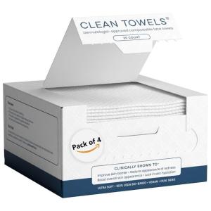 imageClean Skin Club Clean Towels 100 USDA Biobased Dermatologist Approved Face Towel Disposable Clinically Tested Face Towelette Facial Washcloth Ultra Soft Makeup Remover Dry Wipes 1 pack 25 ct100 Count Pack of 4