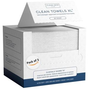 imageClean Skin Club Clean Towels XL Supreme 100 USDA Biobased Face Towel Disposable Face Towelette Eczema Association Accepted Makeup Remover Dry Wipes Ultra Soft 50 Ct 1 PackTowel XL 3pack